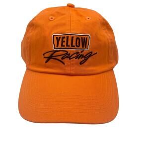 Yellow Racing Hat Cap Orange Canvas Adjustable Mens Unisex